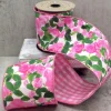 D. Stevens Linen Pink Roses with Pink Check Ribbon, 4" x 10YD