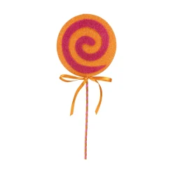 Liberty Floral Lollipop Swirl Pick, Orange & Pink