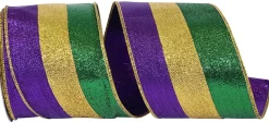 Reliant Ribbon Mardi Gras Deluxe Ribbon, 4" X 10YD