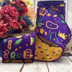 D. Stevens Mardi Gras Purple Ribbon, 4" X 10YD