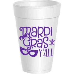 Sassy Cups Mardi Gras Y'all Foam Cup Sleeve