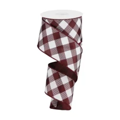 Craig Bachman Maroon & White Check Ribbon, 2.5" X 10YD