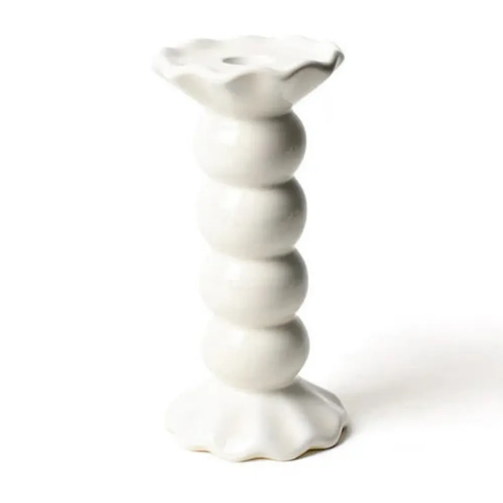 Coton Colors Medium Ruffle Knobbed Candle Holder, Signature White