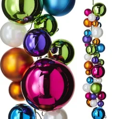 RAZ Merry & Bright Multicolor Ball Garland, 4'