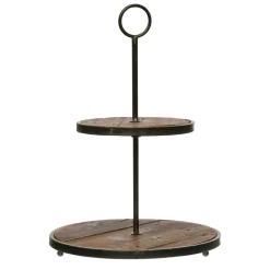 Creative Coop Metal and Wooden Tiered Tray