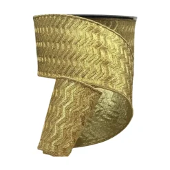 D. Stevens Metallic Gold Waves Ribbon, 4" X 10YD