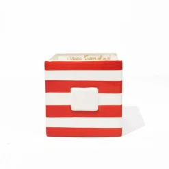 Happy Everything Mini Red Stripe Medium Nest Cube by !