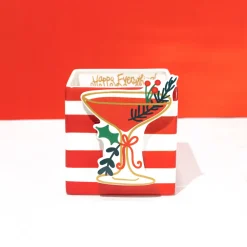 Happy Everything Mini Red Stripe Medium Nest Cube by !