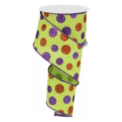 Craig Bachman Multi Size Glitter Dots Ribbon, 2.5" X 10YD