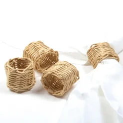 8 Oak Lane Natural Rattan Napkin Ring Set