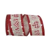 Reliant Ribbon Natural/Red Gingham Heart - 2.5" X 10YD