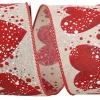 Reliant Ribbon Natural Red Heart Sparkle Ribbon, 2.5" X 10YD
