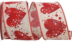 Reliant Ribbon Natural Red Heart Sparkle Ribbon, 2.5" X 10YD