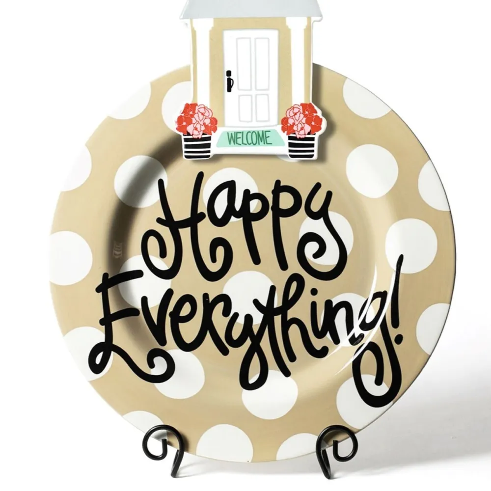 Happy Everything Neutral Dot Big Round Platter by !