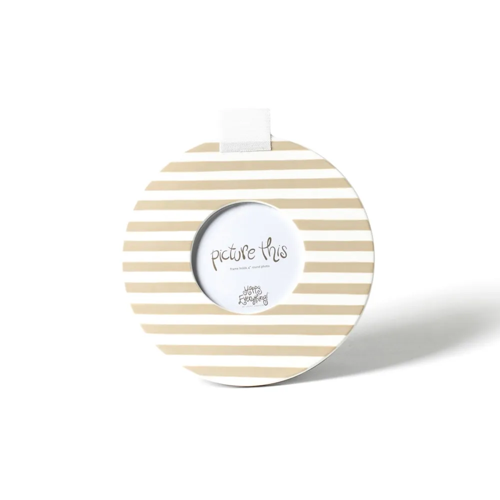 Happy Everything Neutral Medium Stripe Round Frame by !