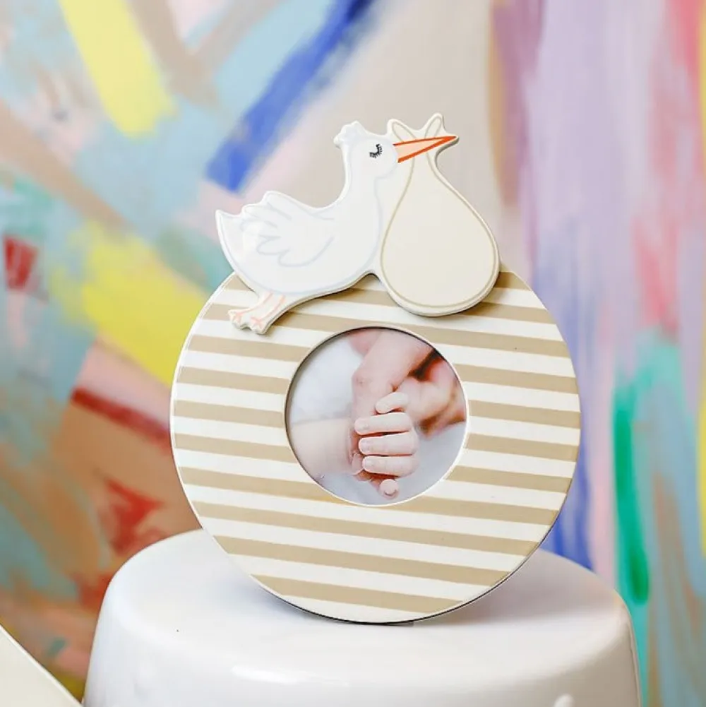 Happy Everything Neutral Medium Stripe Round Frame by !