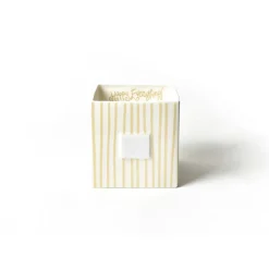 Happy Everything Neutral Skinny Stripe Medium Nesting Cube by !