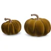 RAZ Olive Green Velvet Pumpkin