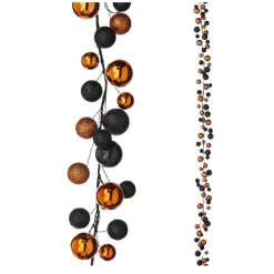 RAZ Orange and Black Halloween Ball Garland 6'