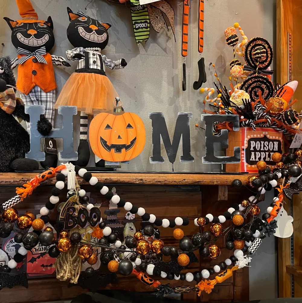 RAZ Orange and Black Halloween Ball Garland 6'