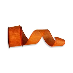 Reliant Ribbon Orange Burlap Wired Edge Ribbon, 2.5" X 10YD