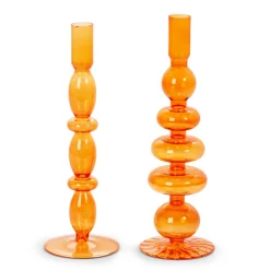 RAZ Orange Candle Sticks Set