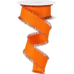 Craig Bachman Orange Grosgrain Fuzzy Edge Ribbon, 1.5" X 10YD