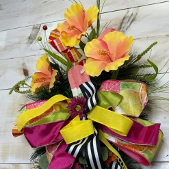 Liberty Floral Orange Hibiscus Spray, 27"