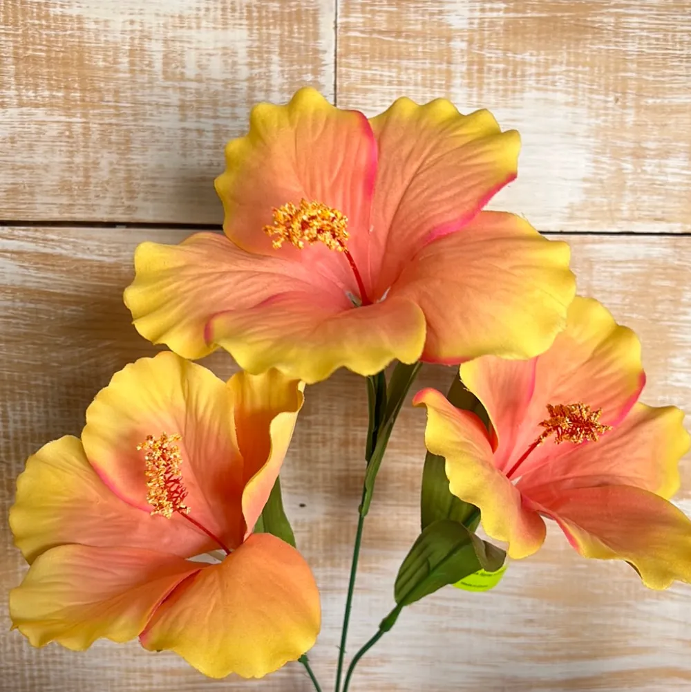 Liberty Floral Orange Hibiscus Spray, 27"