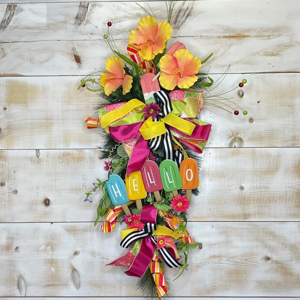 Liberty Floral Orange Hibiscus Spray, 27"