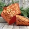 D. Stevens Orange Metallic Sequin Ribbon, 4" X 10YD