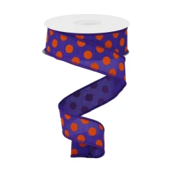 Craig Bachman Orange Polka Dot on Purple Ribbon, 1.5" X 10YD