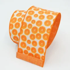 Farrisilk Orange Print Ribbon 2.5"X10YD