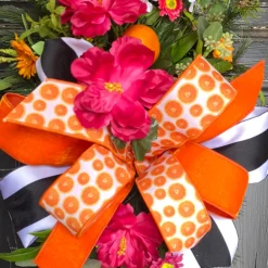 Farrisilk Orange Print Ribbon 2.5"X10YD