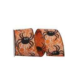 Reliant Ribbon Orange Spider Web Glitter Ribbon, 2.5"X10YD