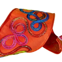 Farrisilk Orange Whimsy Ribbon, 4"X10yd.