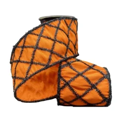 D. Stevens Orange with Diamond Tinsel Ribbon, 4" X 5YD