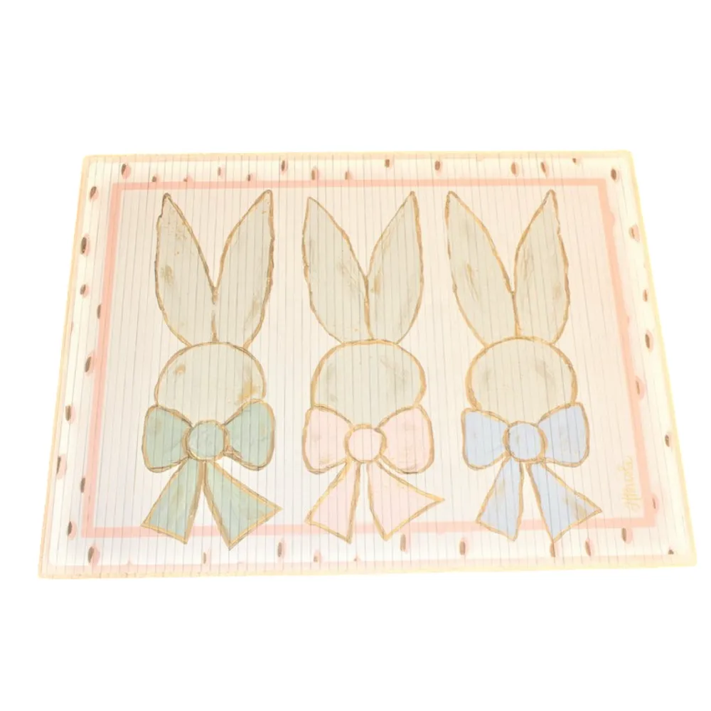 Trade Cie Pastel Bunny Trio with Bows Bamboo Mat