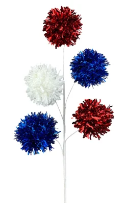 Liberty Floral Patriotic Fuzzy Ball Spray
