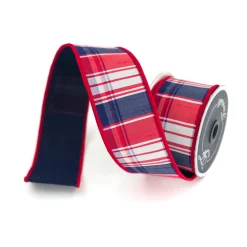 Farrisilk Patriotic Hampton Plaid Ribbon, 2.5" X 10YD