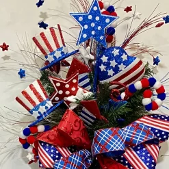 Liberty Floral Patriotic Polkadot Star Spray