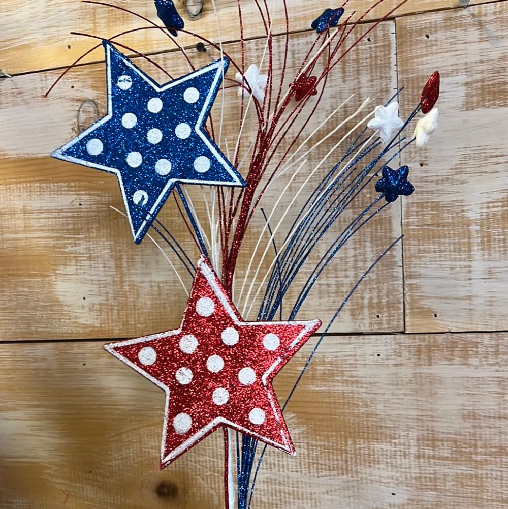 Liberty Floral Patriotic Polkadot Star Spray