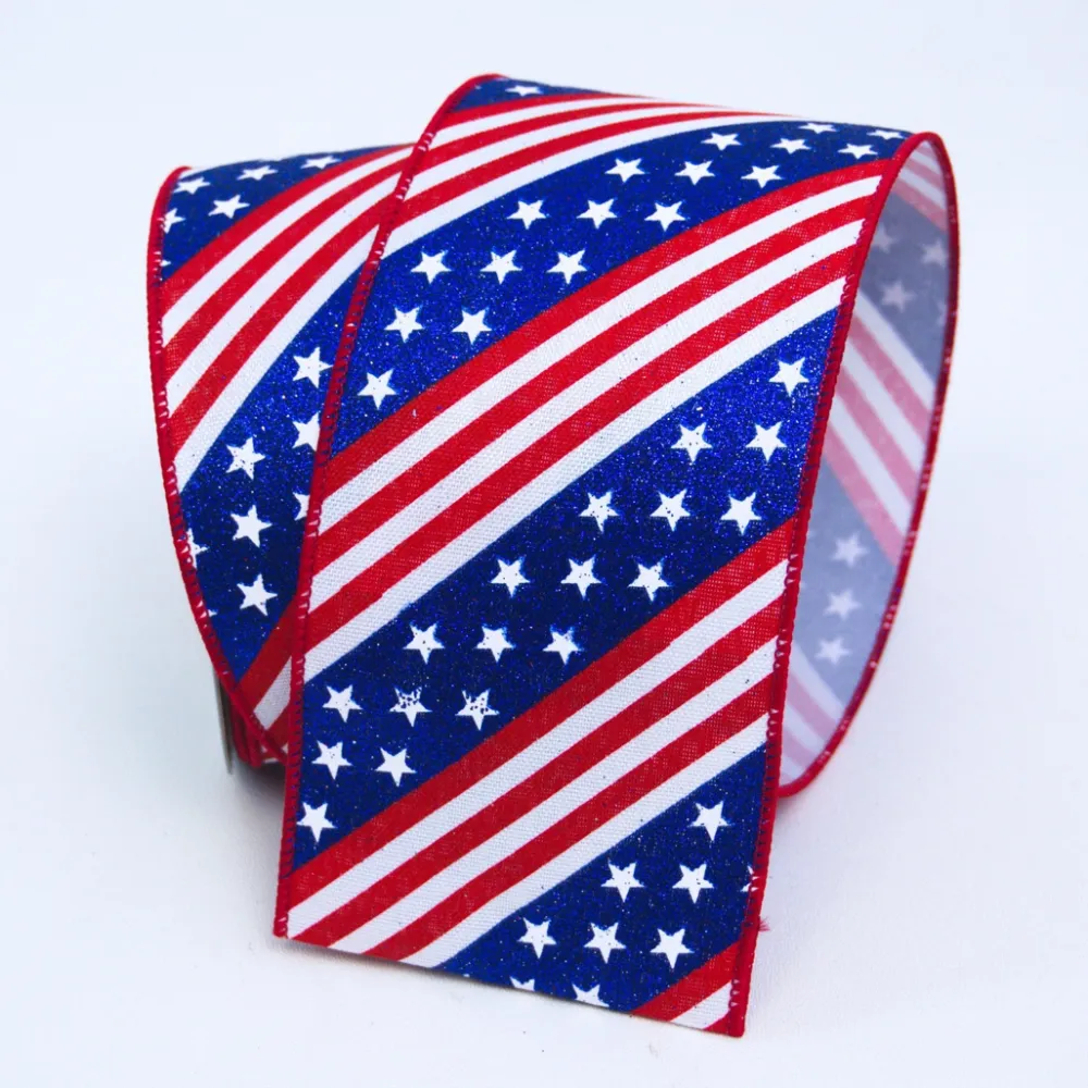 Farrisilk Patriotic Stars and Stripes Ribbon, 2.5" X 10YD