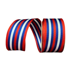D. Stevens Patriotic Stripe Ribbon, 2.5" X 25YD