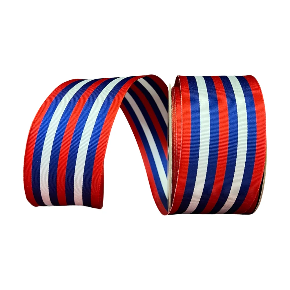 D. Stevens Patriotic Stripe Ribbon, 2.5" X 25YD