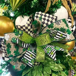 Craig Bachman Patterned Shamrocks Ribbon, 4" X 10YD