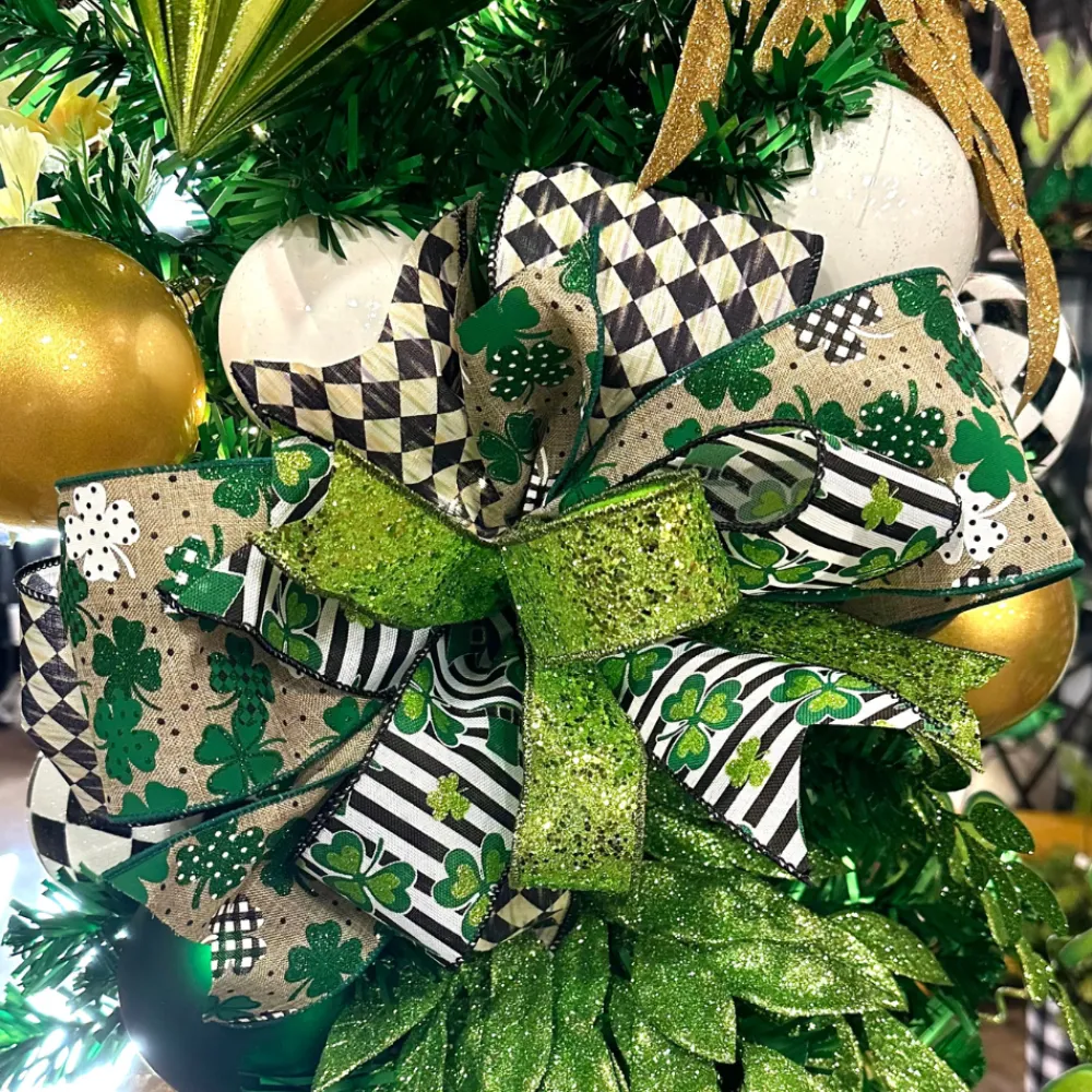Craig Bachman Patterned Shamrocks Ribbon, 4" X 10YD