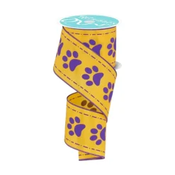 Craig Bachman Paw Print Yellow Ribbon, 2.5" X 10YD