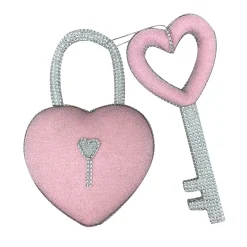 Liberty Floral Pink Bling Heart Lock & Key