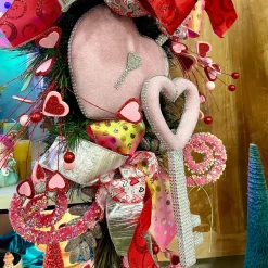 Liberty Floral Pink Bling Heart Lock & Key